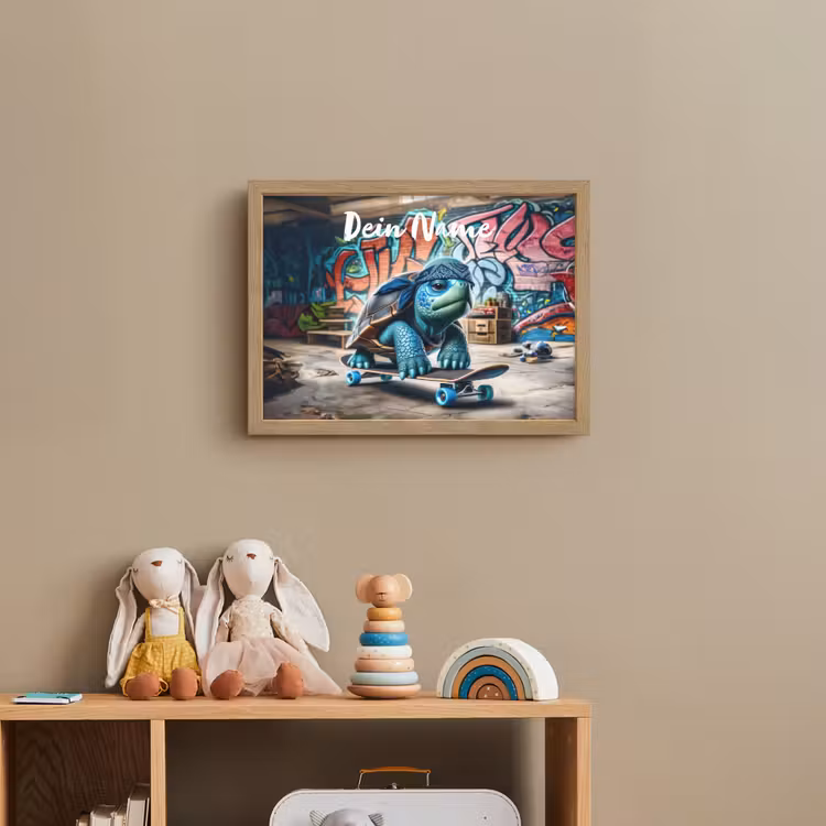 Schildpad - Graffiti - Skateboard - Jongens Light Box met batterij (Wandlamp kind) middel -sfeer2_kind