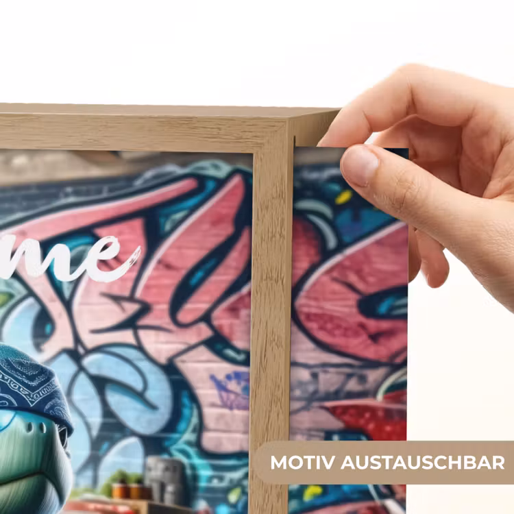 Schildpad - Graffiti - Skateboard - Jongens Light Box met batterij (Wandlamp kind) middel -USP_websiteprintDE