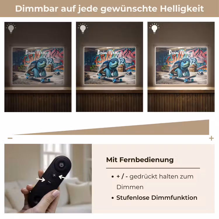 Schildpad - Graffiti - Skateboard - Jongens Light Box met batterij (Wandlamp kind) middel -USP_dimbaarDE