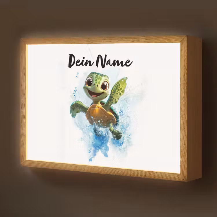 Schildpad - Water - Groen Light Box met batterij (Wandlamp kind) middel -z3d_website