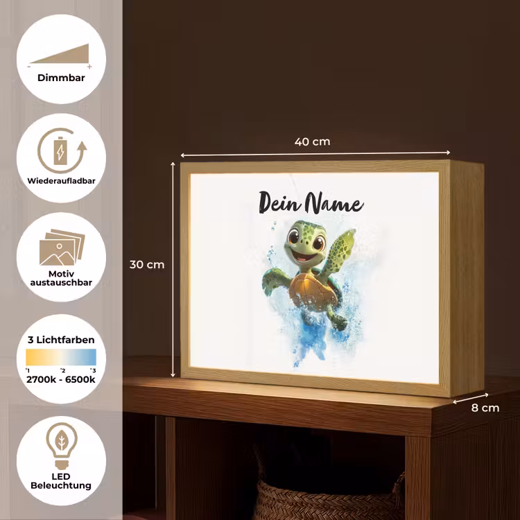 Schildpad - Water - Groen Light Box met batterij (Wandlamp kind) middel -USP_websiteoverzichtDE