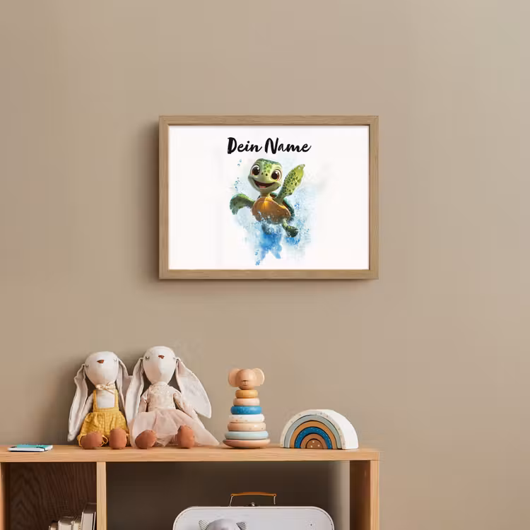 Schildpad - Water - Groen Light Box met batterij (Wandlamp kind) middel -sfeer2_kind