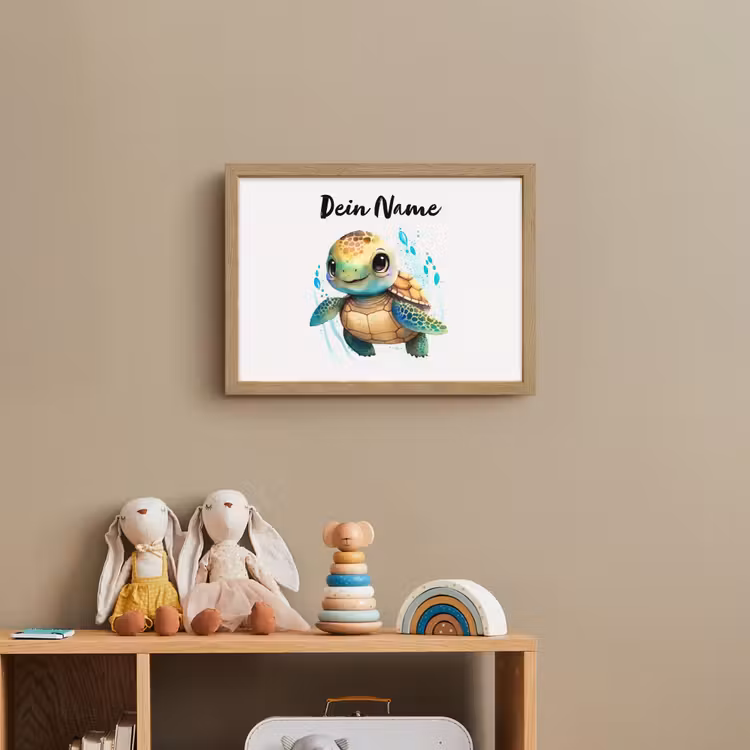 Schildpad - Waterverf - Kleuren - Dieren - Meisjes - Jongens Light Box met batterij (Wandlamp kind) middel -sfeer2_kind