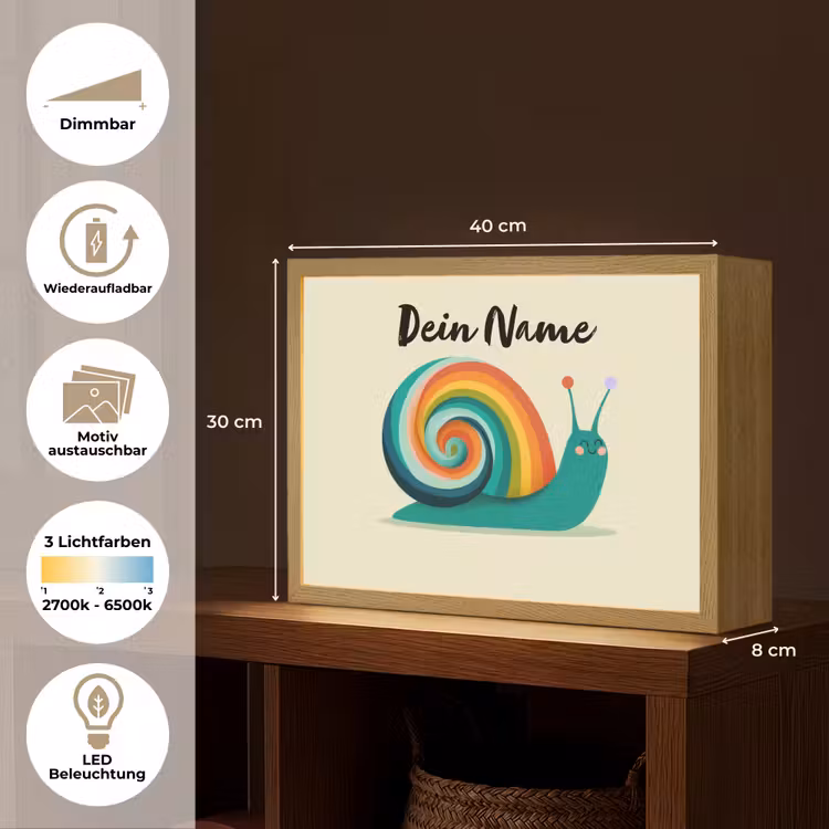 Slak - Regenboogschild - Groen Light Box met batterij (Wandlamp kind) middel -USP_websiteoverzichtDE