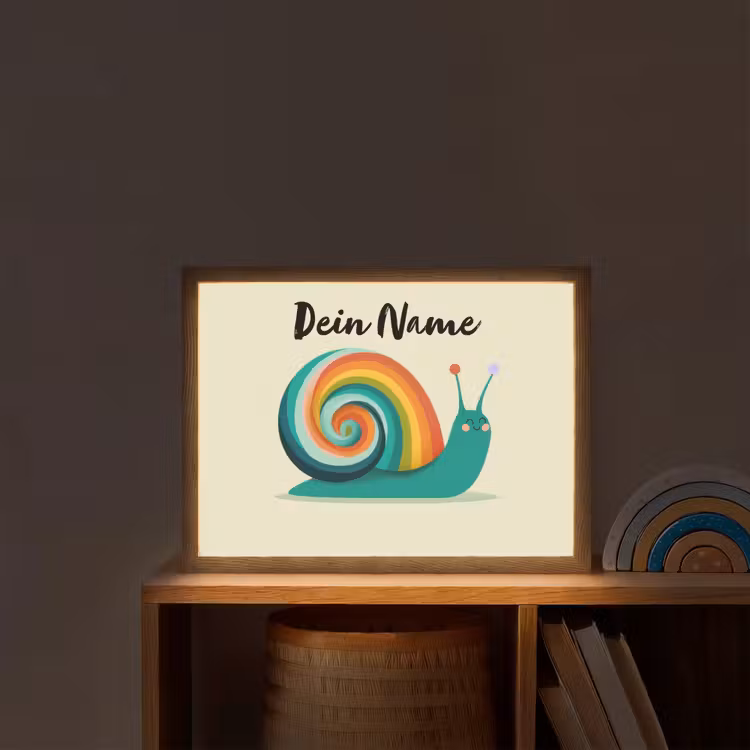 Slak - Regenboogschild - Groen Light Box met batterij (Wandlamp kind) middel -sfeer1_kind