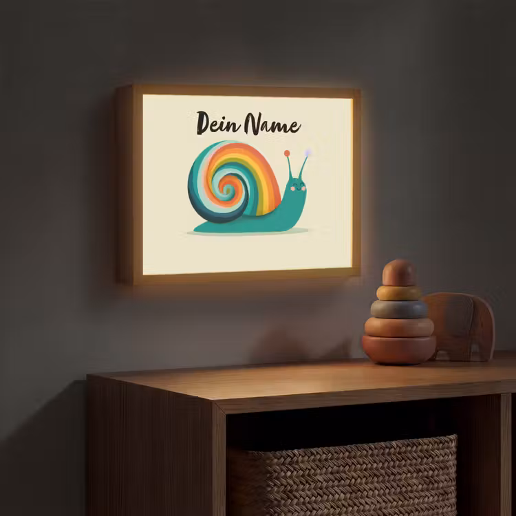 Slak - Regenboogschild - Groen Light Box met batterij (Wandlamp kind) middel -sfeer5_kind