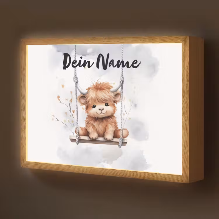 Schotse hooglander - Dier - Kinderen Light Box met batterij (Wandlamp kind) middel -z3d_website