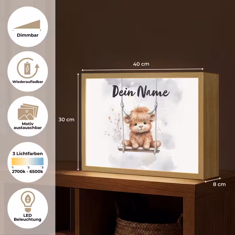 Schotse hooglander - Dier - Kinderen Light Box met batterij (Wandlamp kind) middel -USP_websiteoverzichtDE