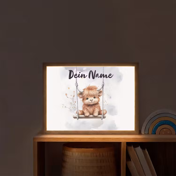 Schotse hooglander - Dier - Kinderen Light Box met batterij (Wandlamp kind) middel -sfeer1_kind
