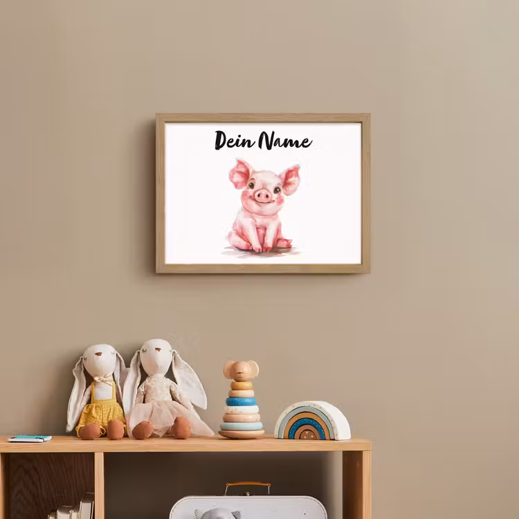 Varken - Roze - Baby dier - Boerderij dieren Light Box met batterij (Wandlamp kind) middel -sfeer2_kind