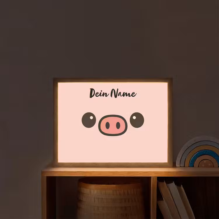 Varken - Roze - Minimalistisch Light Box met batterij (Wandlamp kind) middel -sfeer1_kind