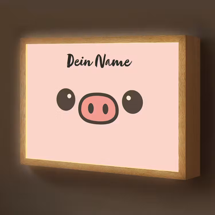 Varken - Roze - Minimalistisch Light Box met batterij (Wandlamp kind) middel -z3d_website