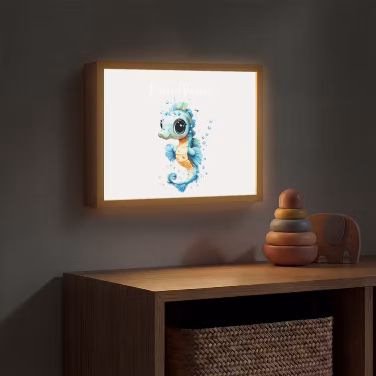Zeepaardje - Spetters - Blauw Light Box met batterij (Wandlamp kind) middel -sfeer5_kind
