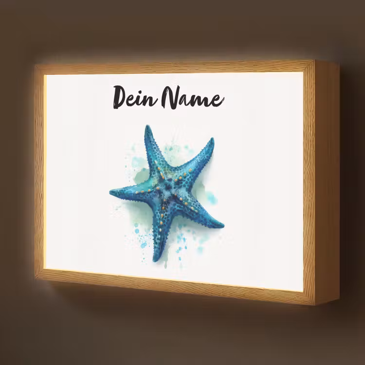 Zeester - Blauw - Spetters Light Box met batterij (Wandlamp kind) middel -z3d_website