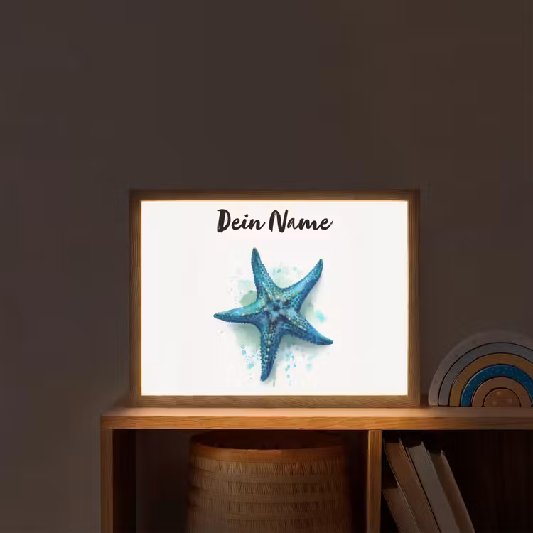 Zeester - Blauw - Spetters Light Box met batterij (Wandlamp kind) middel -sfeer1_kind