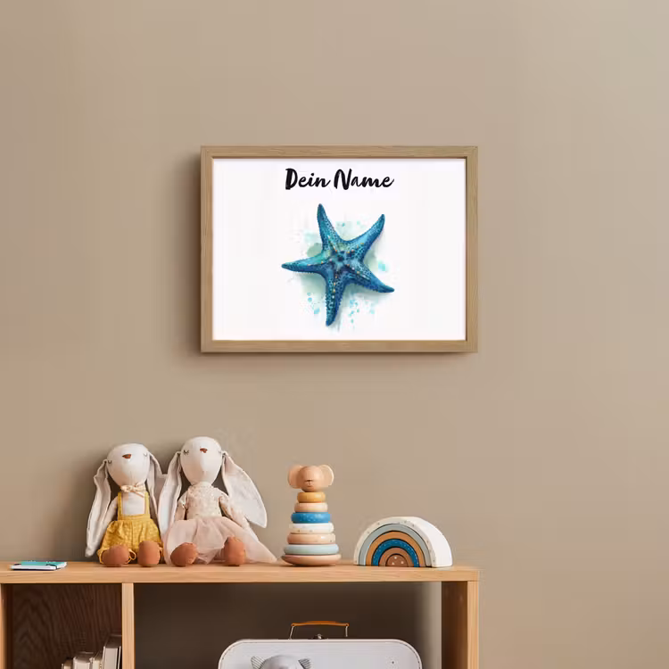 Zeester - Blauw - Spetters Light Box met batterij (Wandlamp kind) middel -sfeer2_kind