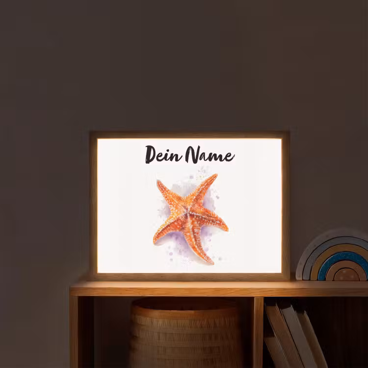 Zeester - Oranje - Paars Light Box met batterij (Wandlamp kind) middel -sfeer1_kind