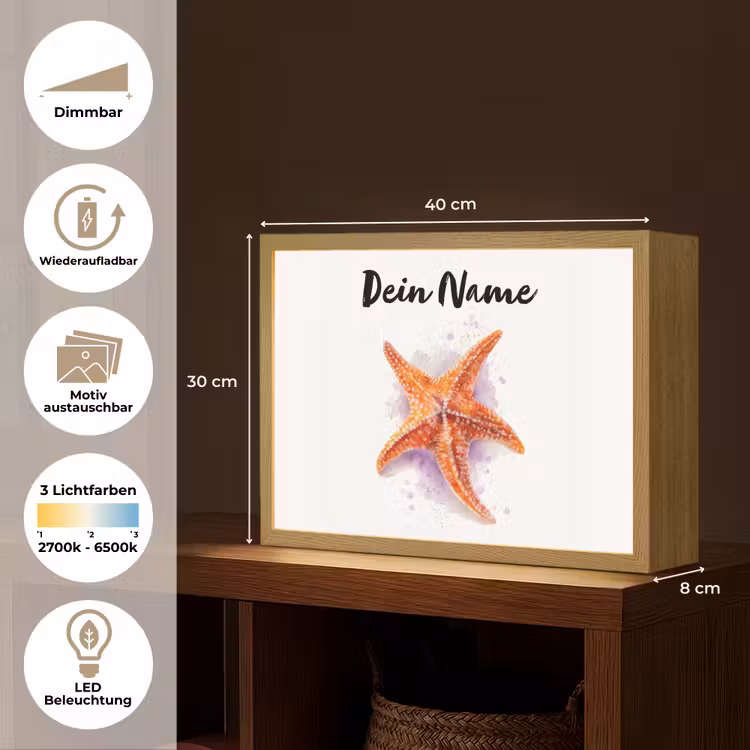 Zeester - Oranje - Paars Light Box met batterij (Wandlamp kind) middel -USP_websiteoverzichtDE