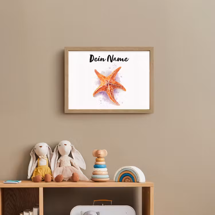 Zeester - Oranje - Paars Light Box met batterij (Wandlamp kind) middel -sfeer2_kind
