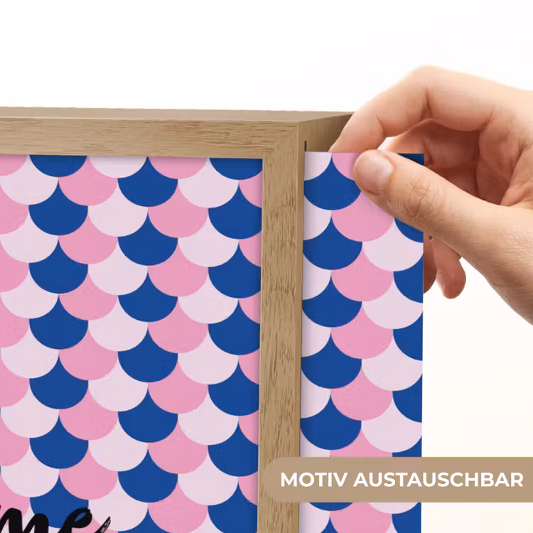 Schubben - Patroon - Blauw - Roze Light Box met batterij (Wandlamp kind) middel -USP_websiteprintDE