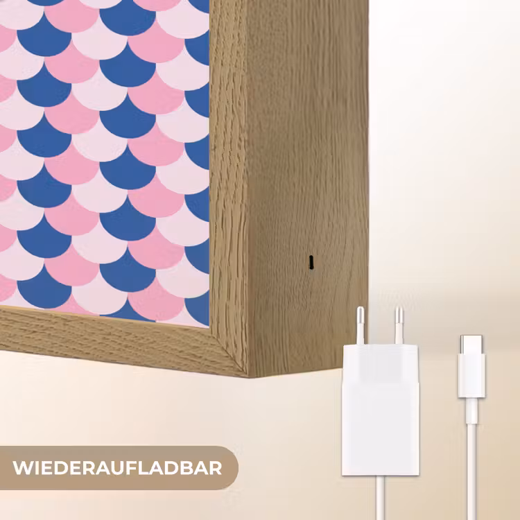 Schubben - Patroon - Blauw - Roze Light Box met batterij (Wandlamp kind) middel -USP_websiteoplaadbaarDE