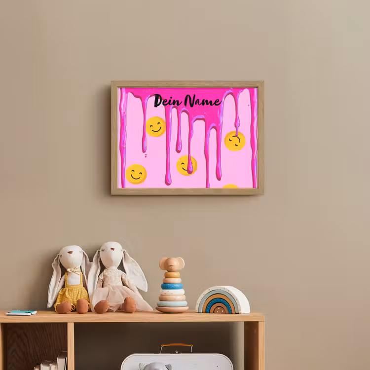 Smiley - Roze - Glazuur Light Box met batterij (Wandlamp kind) middel -sfeer2_kind