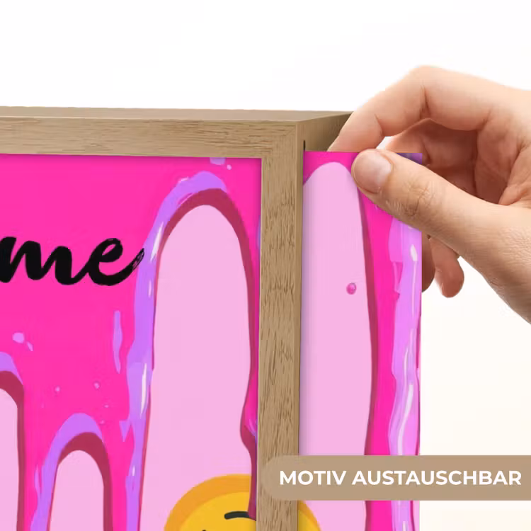Smiley - Roze - Glazuur Light Box met batterij (Wandlamp kind) middel -USP_websiteprintDE