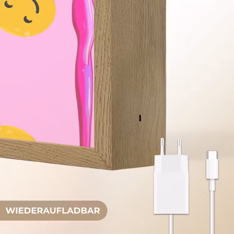 Smiley - Roze - Glazuur Light Box met batterij (Wandlamp kind) middel -USP_websiteoplaadbaarDE