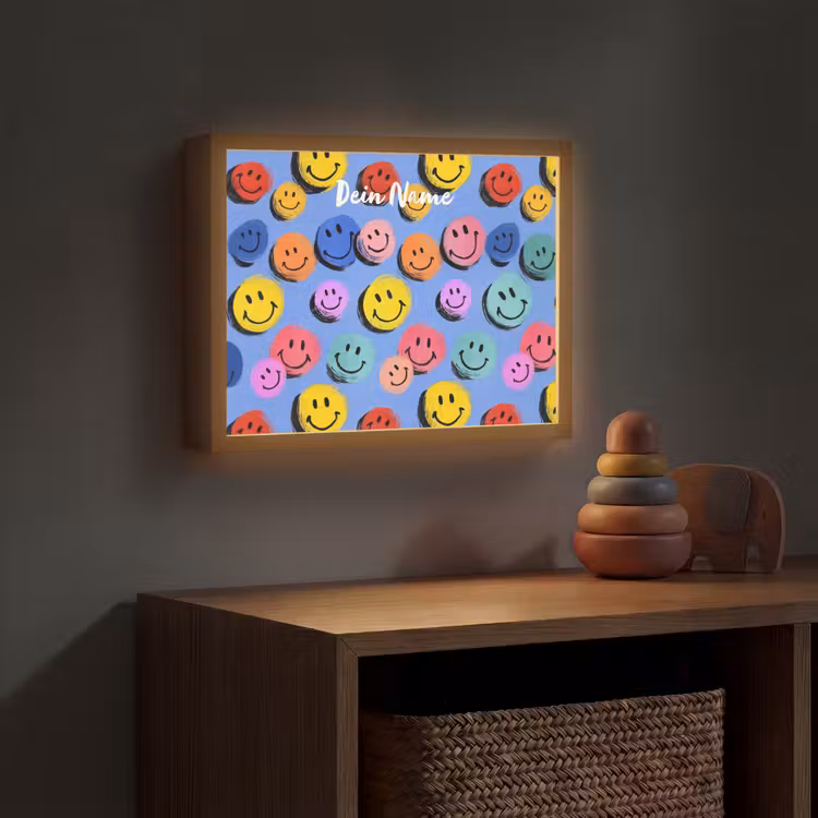 Smileys - Kleurrijk Light Box met batterij (Wandlamp kind) middel -sfeer5_kind
