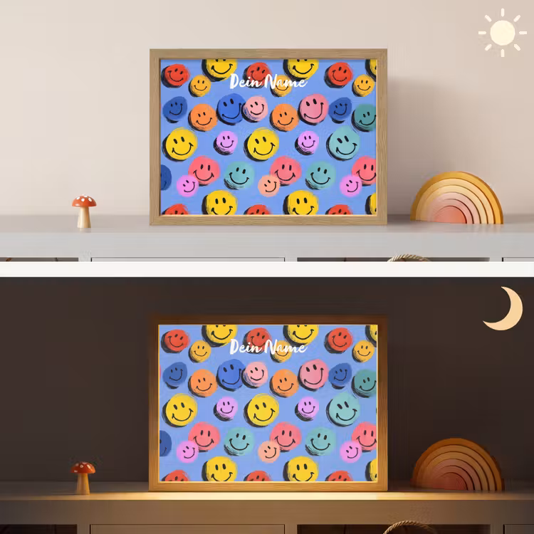 Smileys - Kleurrijk Light Box met batterij (Wandlamp kind) middel -sfeer3_kind