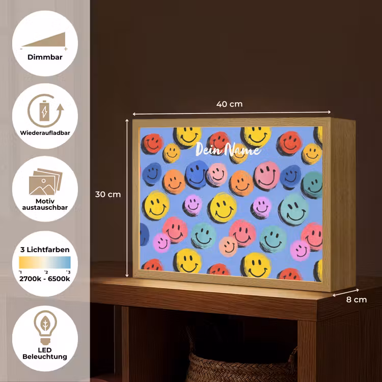 Smileys - Kleurrijk Light Box met batterij (Wandlamp kind) middel -USP_websiteoverzichtDE