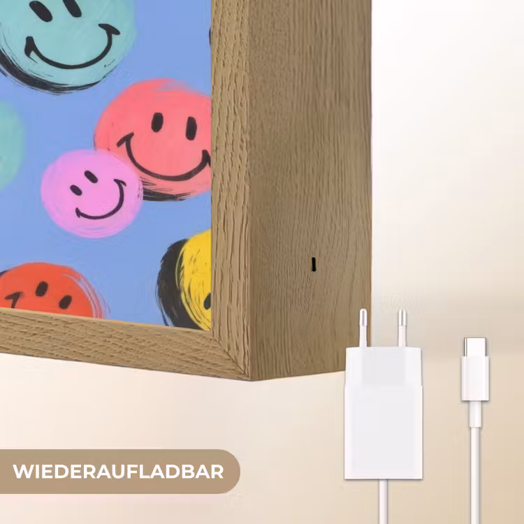Smileys - Kleurrijk Light Box met batterij (Wandlamp kind) middel -USP_websiteoplaadbaarDE