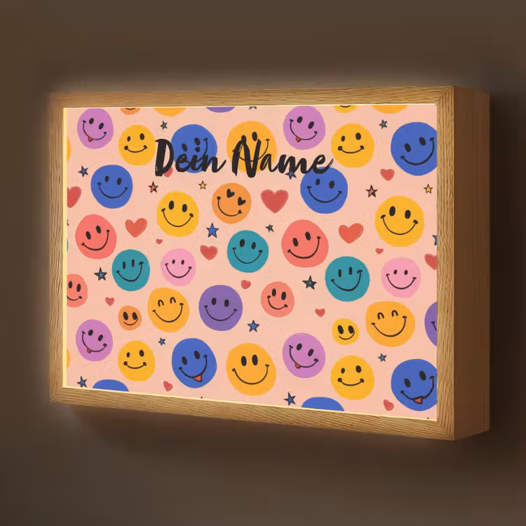 Smileys - Kleurrijk - Hartjes Light Box met batterij (Wandlamp kind) middel -z3d_website