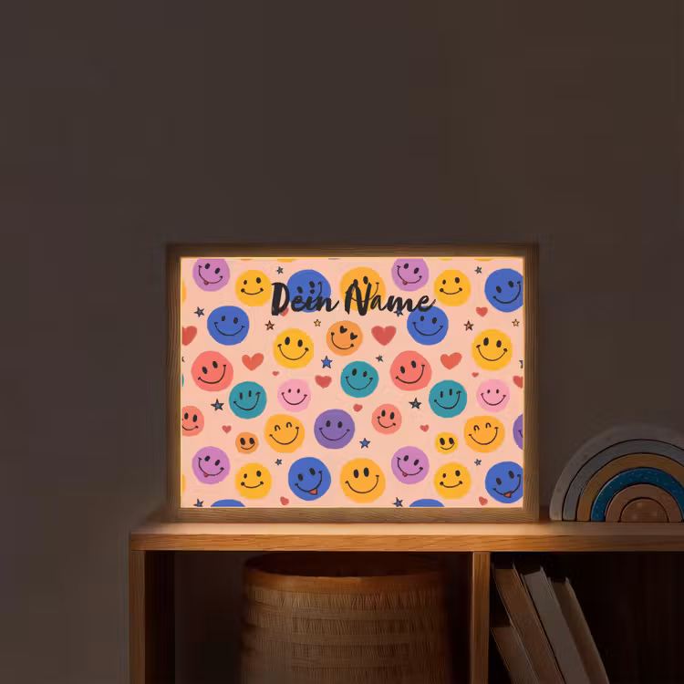 Smileys - Kleurrijk - Hartjes Light Box met batterij (Wandlamp kind) middel -sfeer1_kind