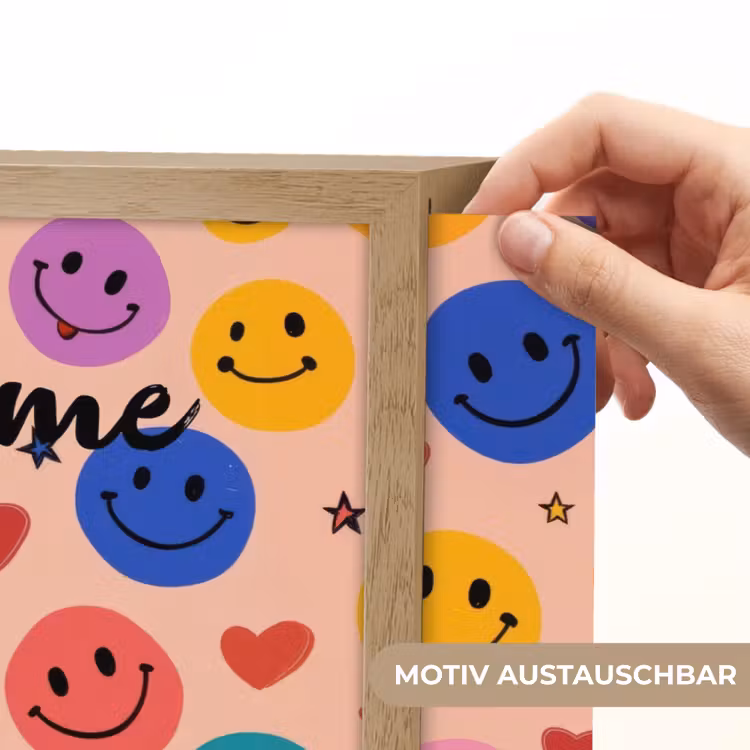 Smileys - Kleurrijk - Hartjes Light Box met batterij (Wandlamp kind) middel -USP_websiteprintDE