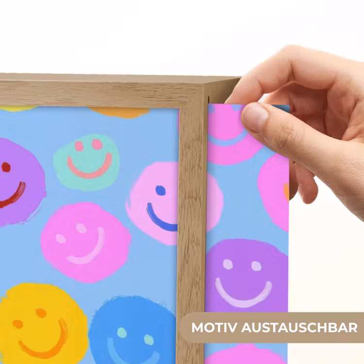 Smileys - Kleurrijk - Grappig Light Box met batterij (Wandlamp kind) middel -USP_websiteprintDE