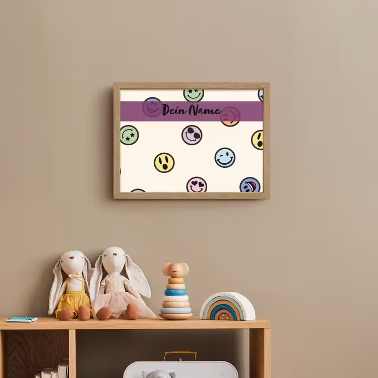 Smileys - Kleurrijk - Grappig Light Box met batterij (Wandlamp kind) middel -sfeer2_kind