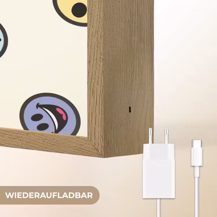Smileys - Kleurrijk - Grappig Light Box met batterij (Wandlamp kind) middel -USP_websiteoplaadbaarDE