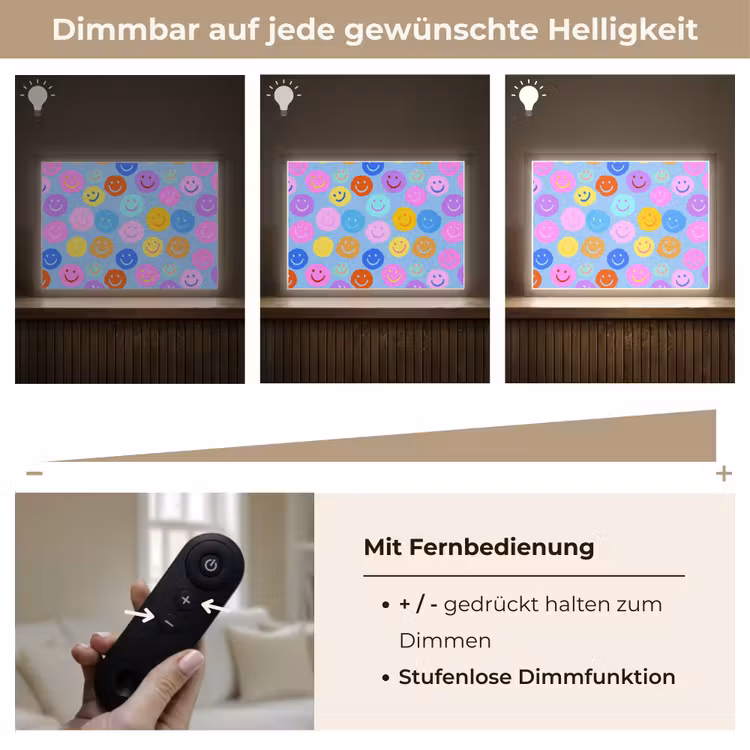 Smileys - Kleurrijk - Grappig Light Box met batterij (Wandlamp kind) middel -USP_dimbaarDE