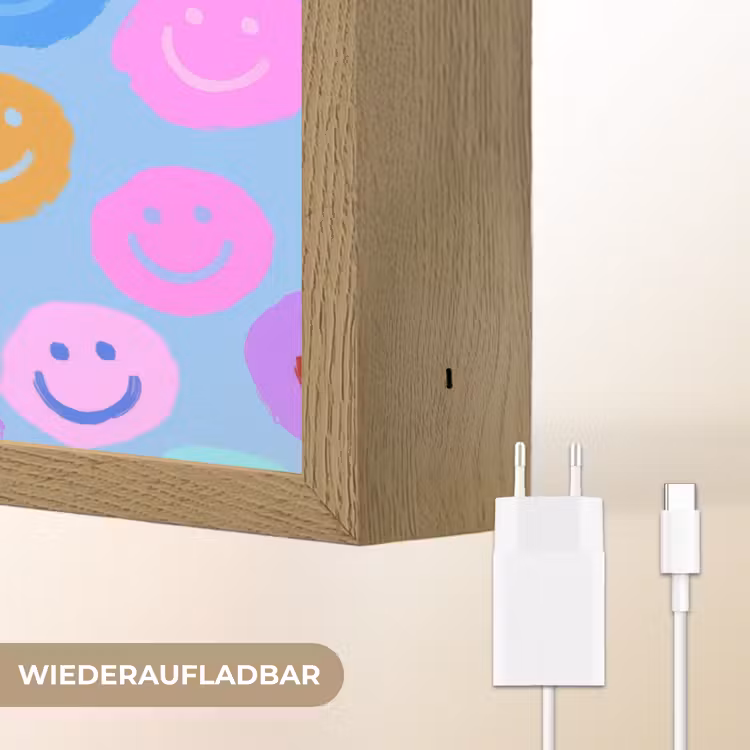 Smileys - Kleurrijk - Grappig Light Box met batterij (Wandlamp kind) middel -USP_websiteoplaadbaarDE