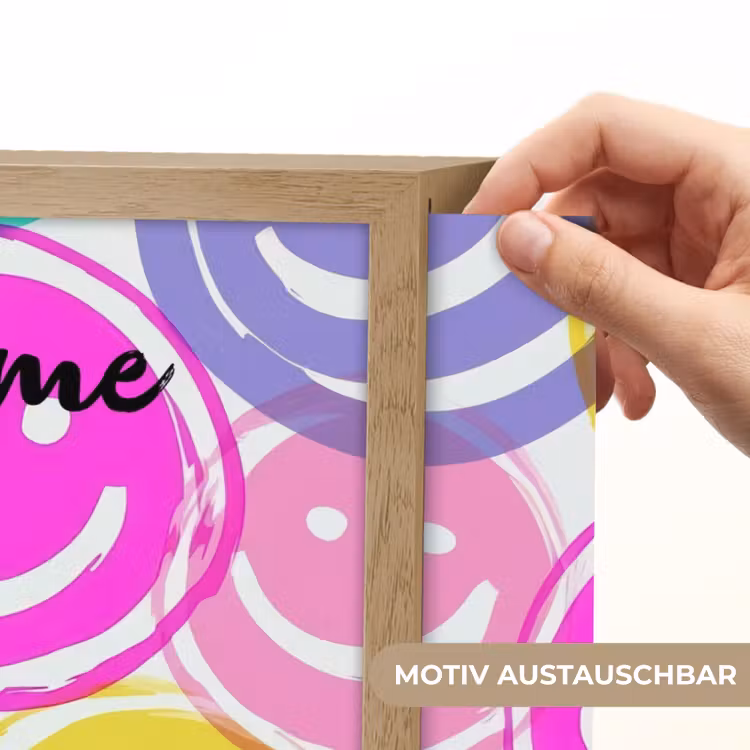 Smileys - Kleurrijk - Neon Light Box met batterij (Wandlamp kind) middel -USP_websiteprintDE