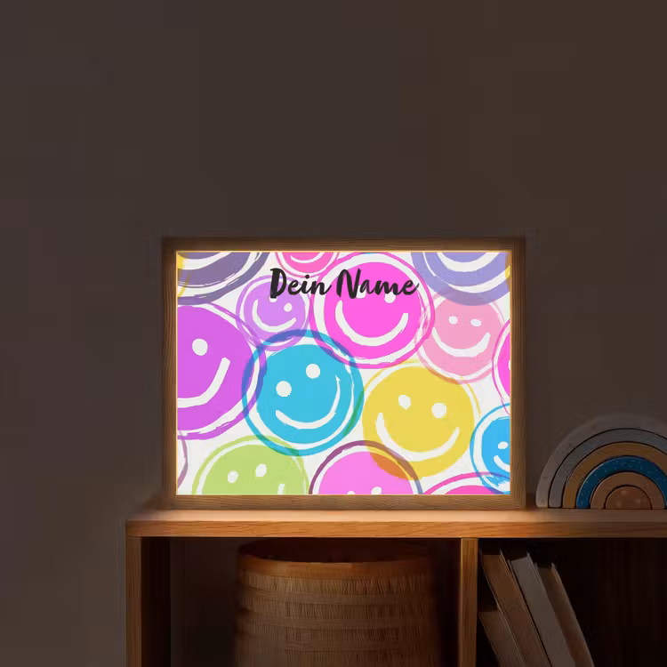 Smileys - Kleurrijk - Neon Light Box met batterij (Wandlamp kind) middel -sfeer1_kind