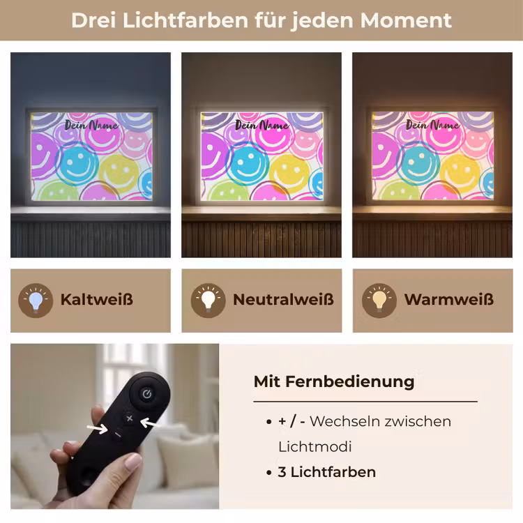 Smileys - Kleurrijk - Neon Light Box met batterij (Wandlamp kind) middel -USP_lichtkleurDE