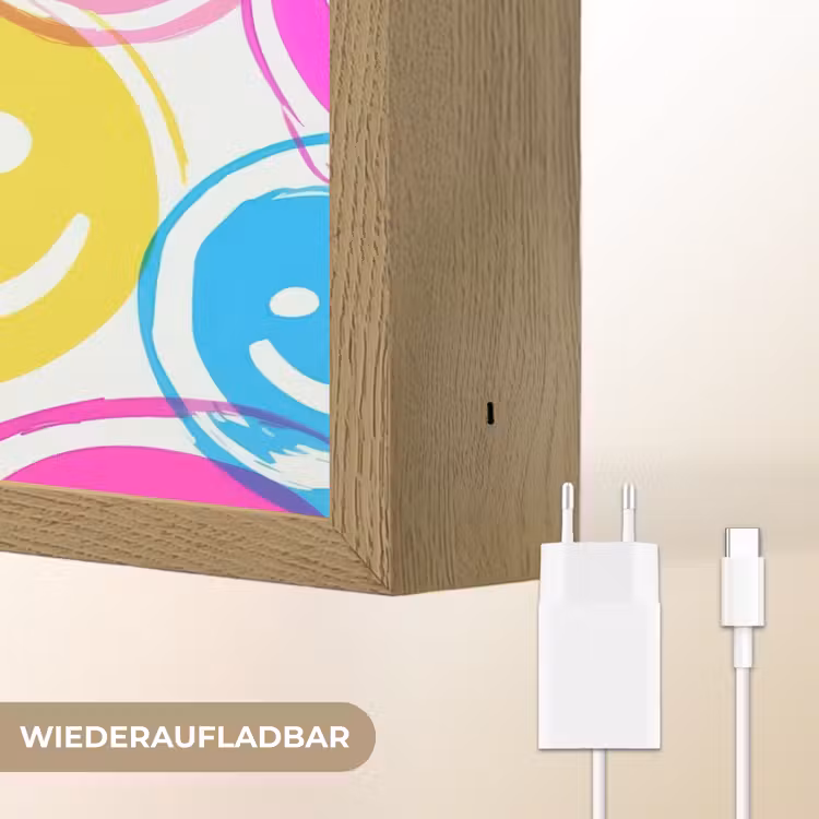 Smileys - Kleurrijk - Neon Light Box met batterij (Wandlamp kind) middel -USP_websiteoplaadbaarDE