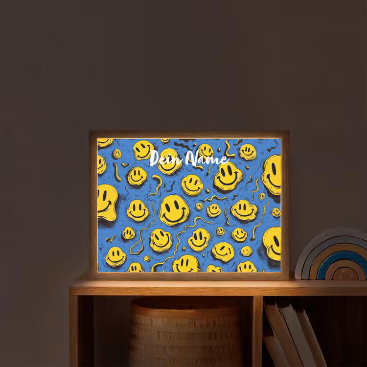 Smileys - Geel - Blauw Light Box met batterij (Wandlamp kind) middel -sfeer1_kind