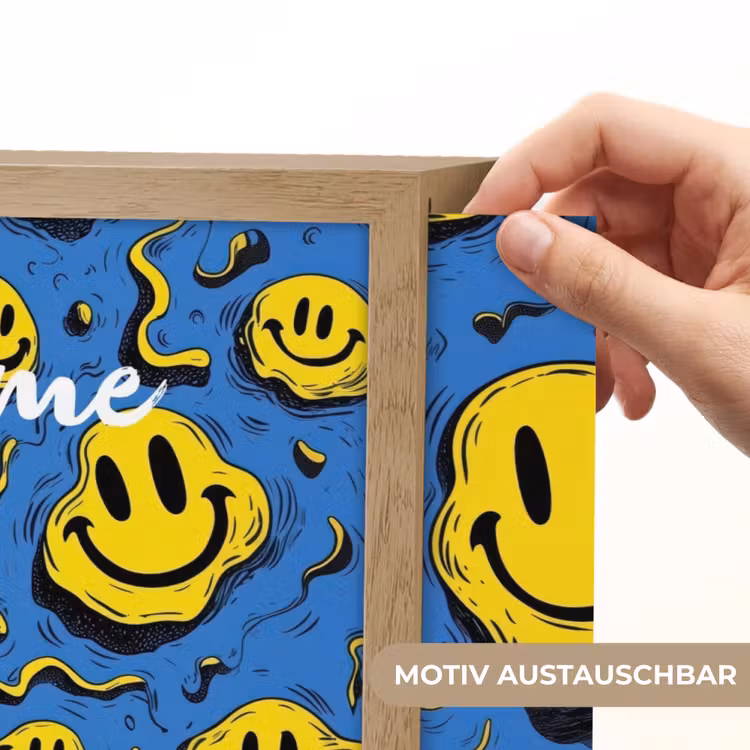Smileys - Geel - Blauw Light Box met batterij (Wandlamp kind) middel -USP_websiteprintDE