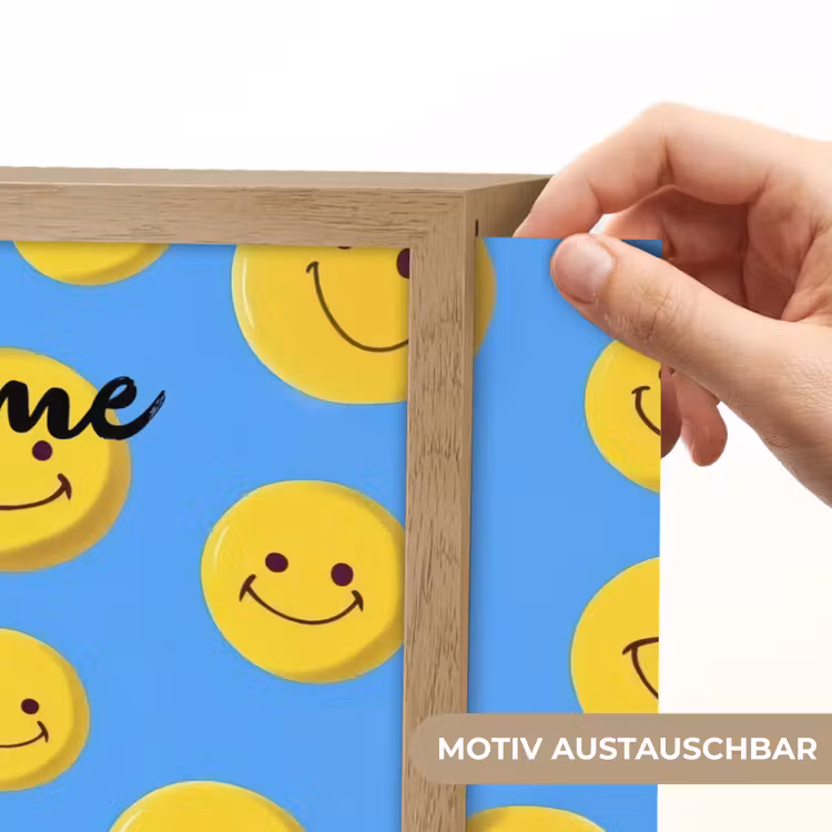 Smileys - Geel - Blauw Light Box met batterij (Wandlamp kind) middel -USP_websiteprintDE
