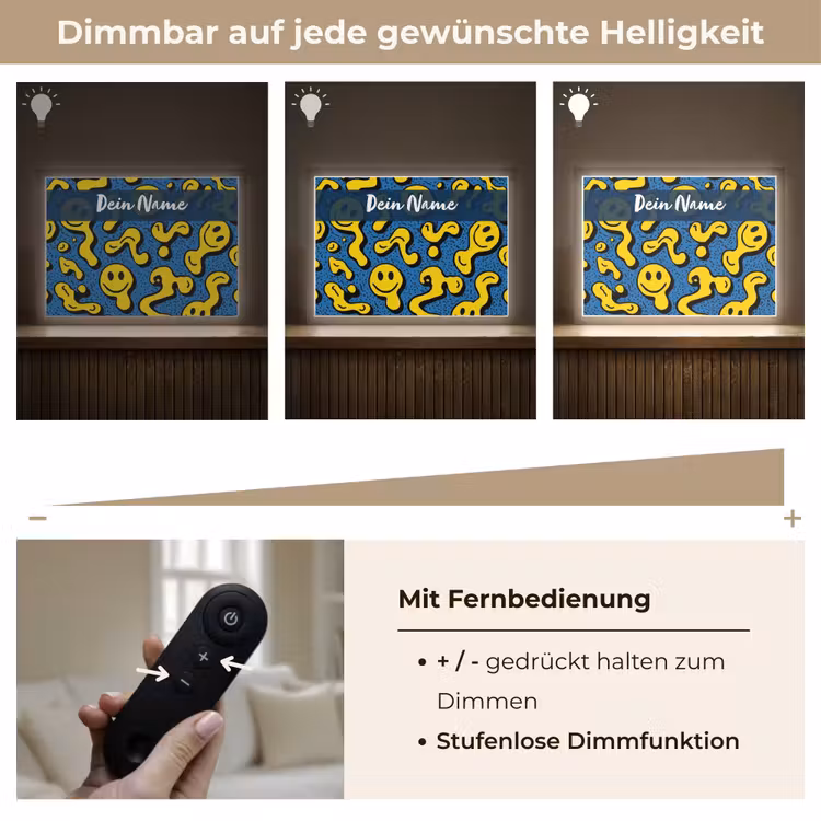 Smileys - Geel - Blauw Light Box met batterij (Wandlamp kind) middel -USP_dimbaarDE