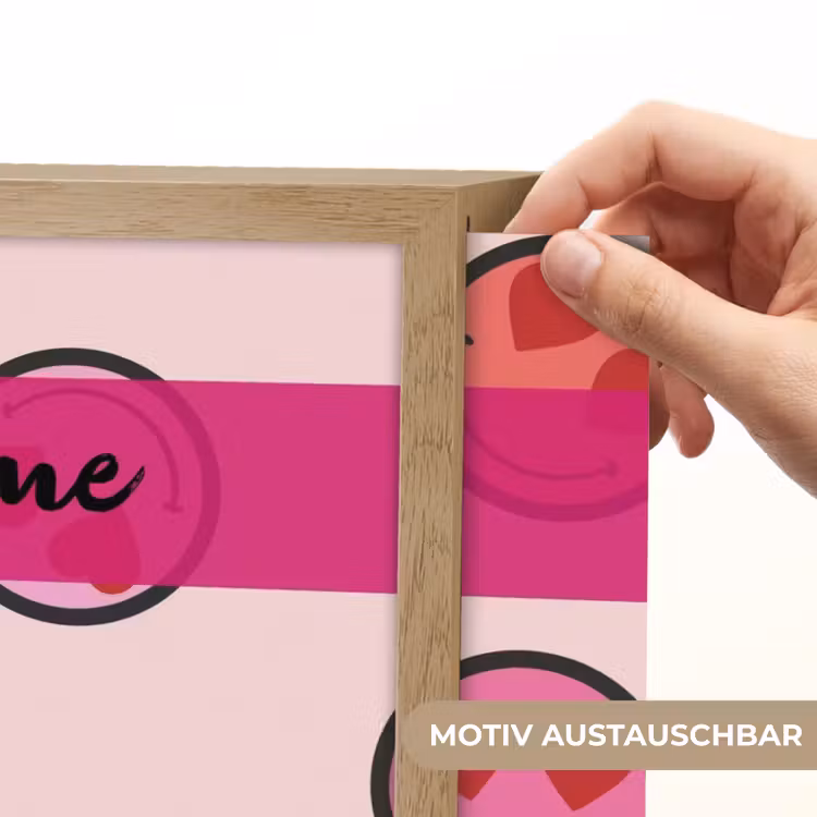 Smileys - Hartjes - Roze Light Box met batterij (Wandlamp kind) middel -USP_websiteprintDE