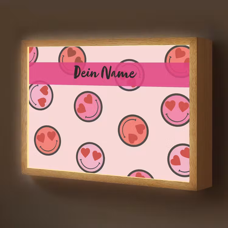 Smileys - Hartjes - Roze Light Box met batterij (Wandlamp kind) middel -z3d_website